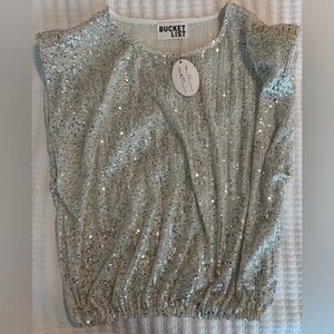 Boutique Sequin Top with Shoulder Pads